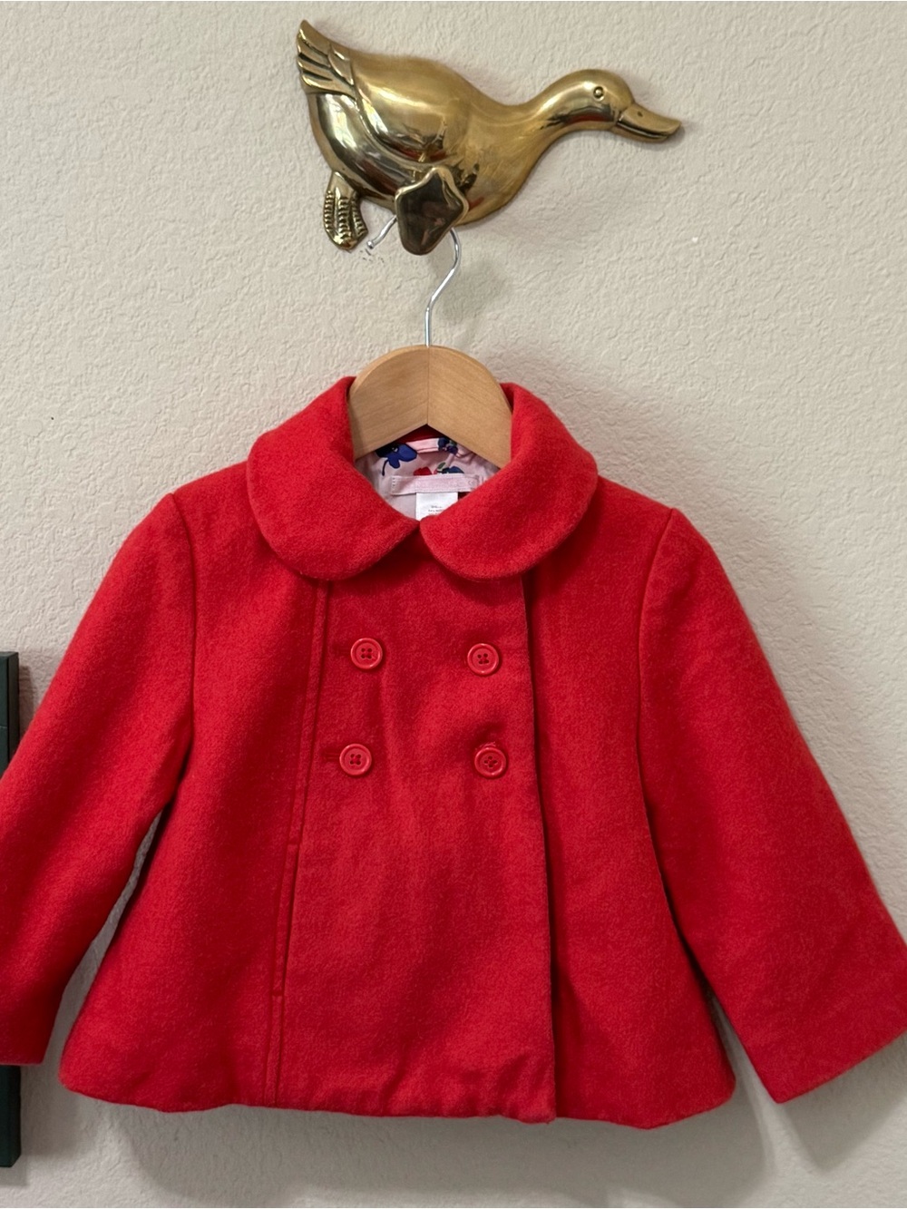 JANIE & JACK | Baby Girl Red Double-Breasted Wool Blend Peacoat 12-24 mths - Picture 1 of 16